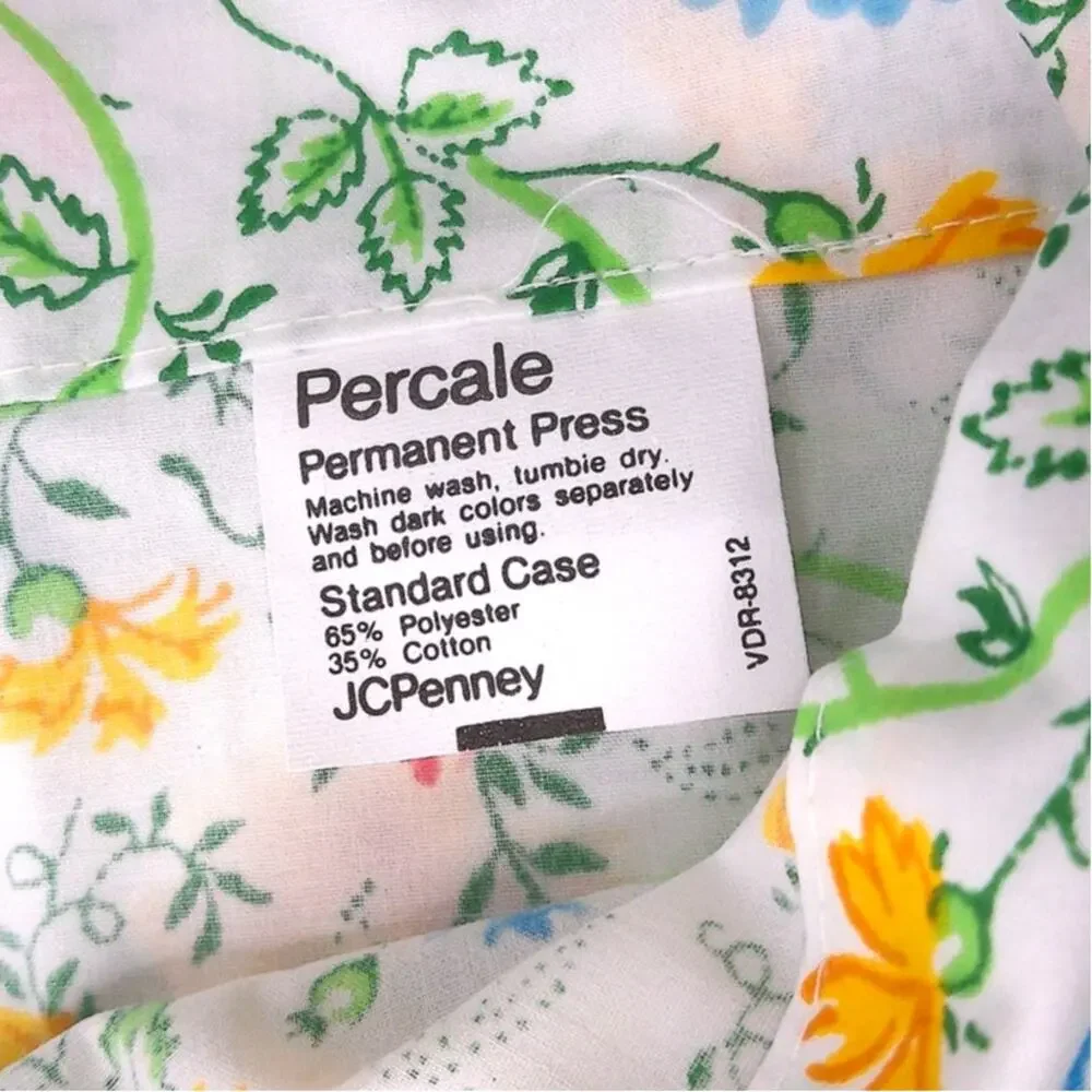 Vtg JCPenney Juliet Floral Percale Full Sheet Set Flat Fitted 2 Pillowcases NOS